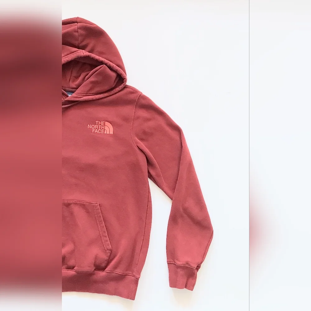 The North Face Logo Pullover Hooded Sweatshirt Mens Size Small Maroon Red